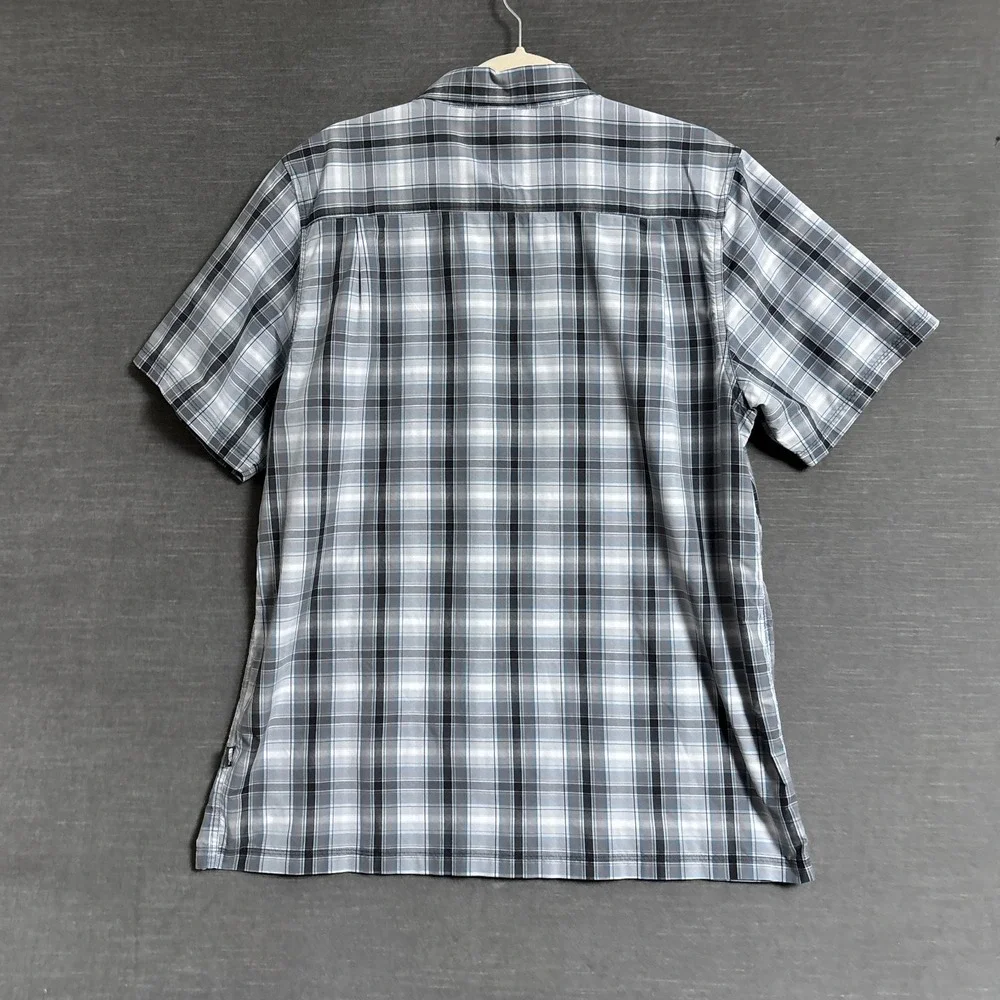 North Face Shirt L Gray Plaid Button Up Short‎ Sleeve Outdoor Hiking Camping